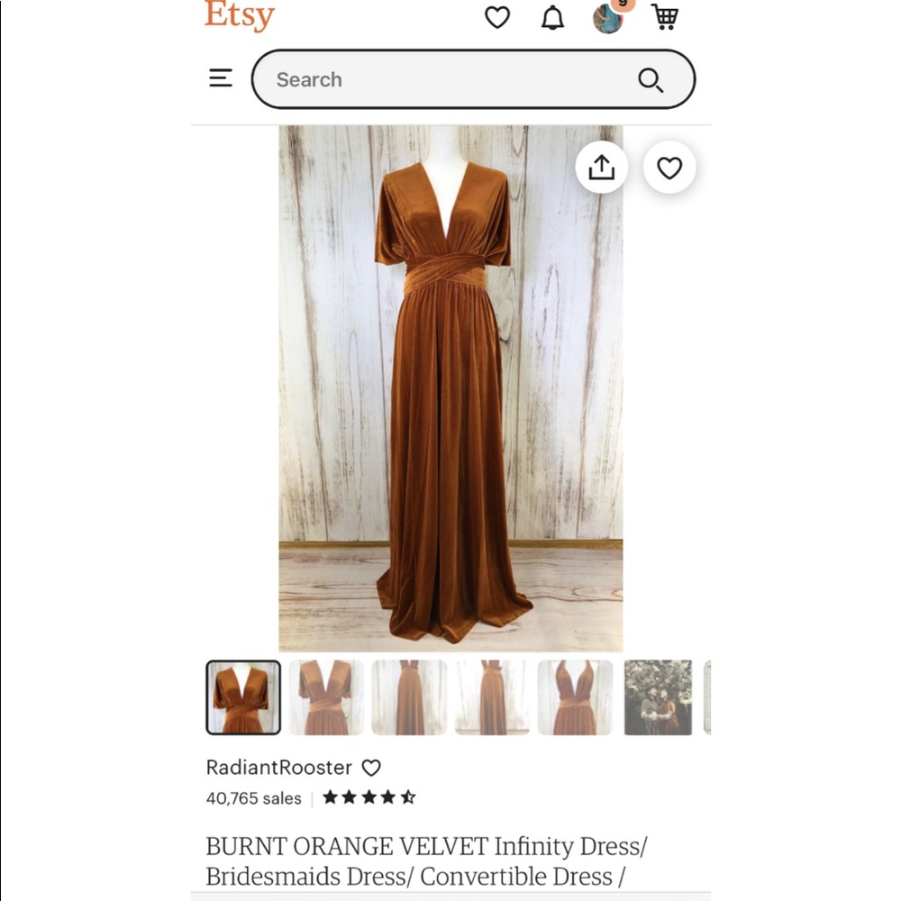 Burnt Orange Velvet Wrap Dress- one size
